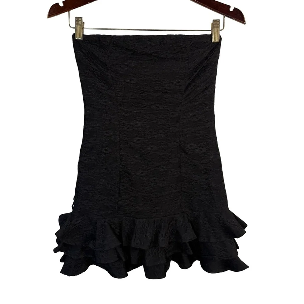 Urban Behavior Black Lace Strapless Micro Mini Dress Size M Y2K Clubwear